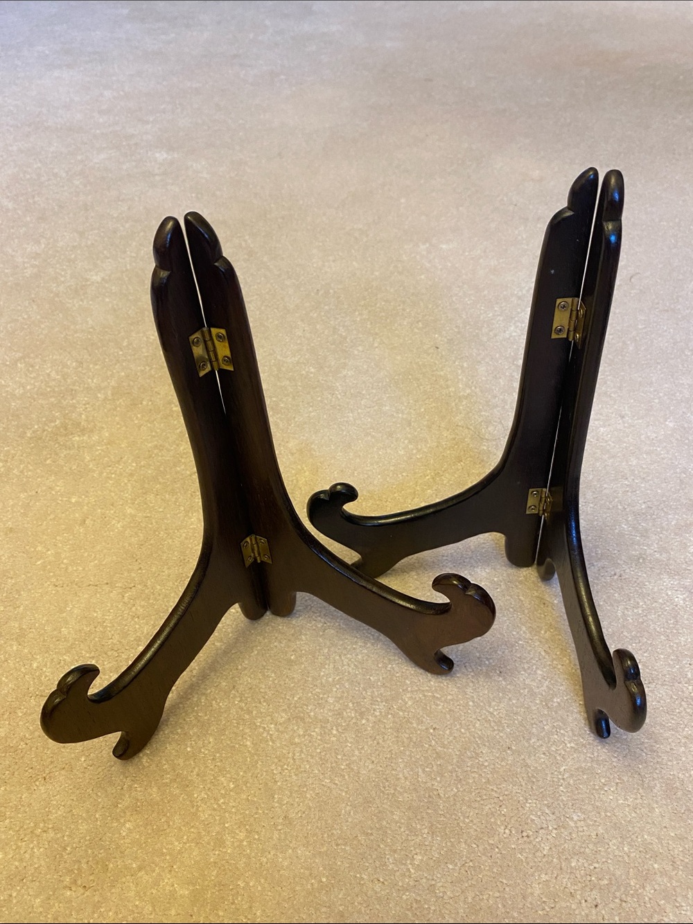 9.25" Set of 2 Easel Plate Holder Wooden Folding Display Stands Brown